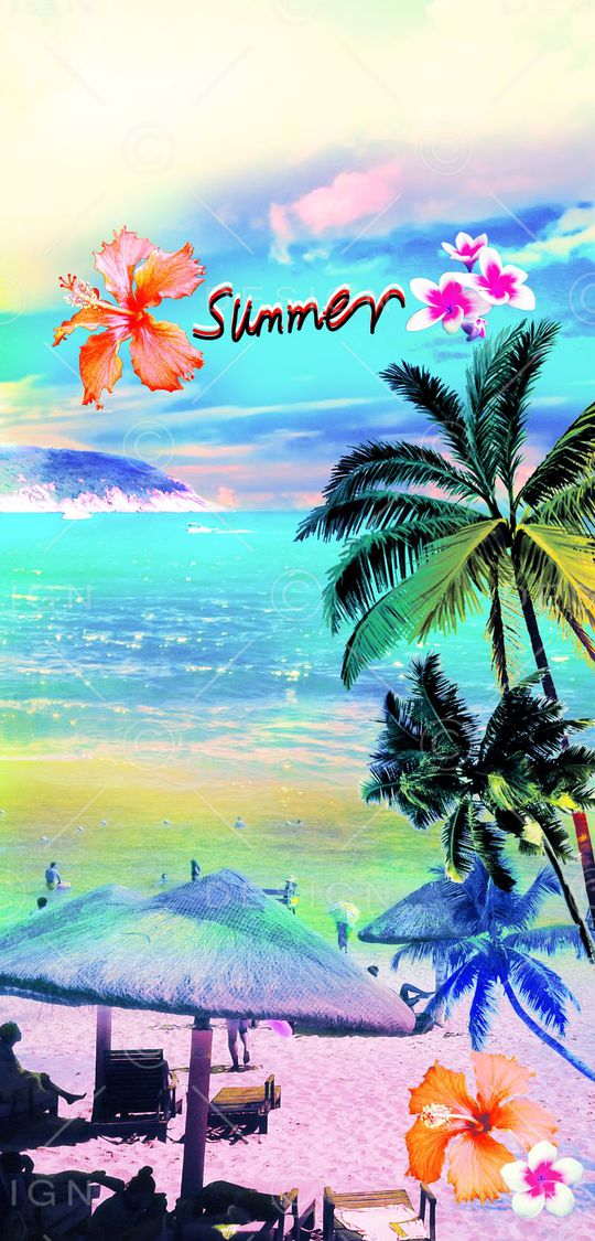 热带风景印花华亿平台图片