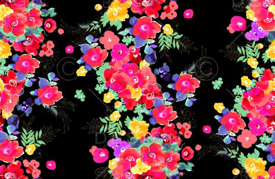 水彩花卉印花华亿平台图片