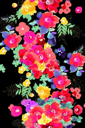 水彩花卉印花华亿平台图片