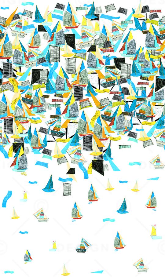 彩色帆船印花华亿平台图片