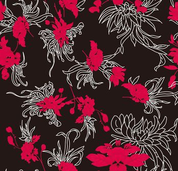 大红色印花华亿平台图片