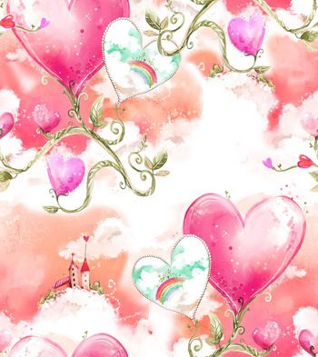 545935-心形植物藤蔓 绳结心形彩云飘逸