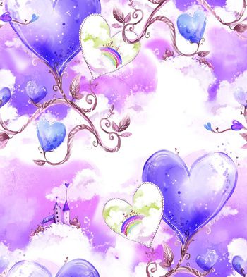 545936-心形植物藤蔓 绳结心形彩云飘逸