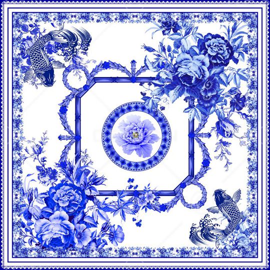 女士典雅方巾印花华亿平台图片