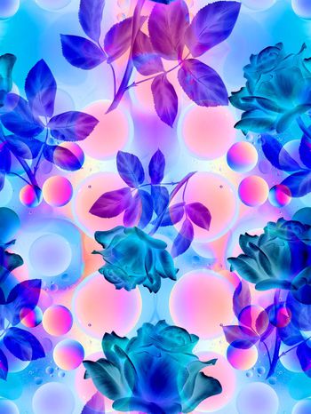 546131-欧美流行时尚手绘幻彩水波玫瑰印花