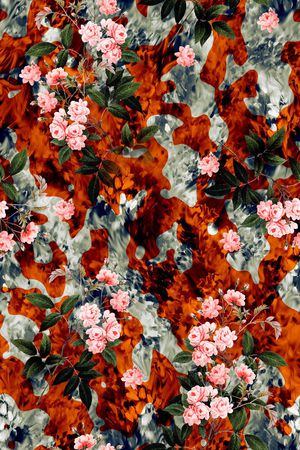 手绘花朵印花华亿平台图片