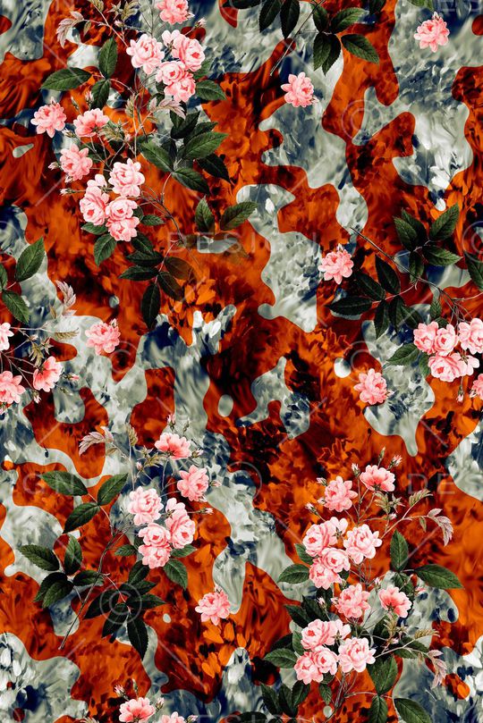 手绘花朵印花华亿平台图片