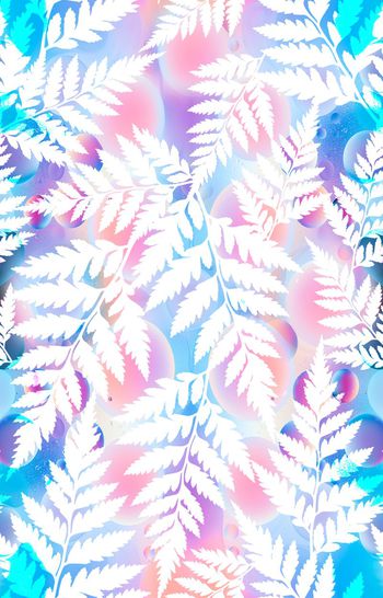 546212-欧美流行时尚手绘幻彩树叶男装女装印