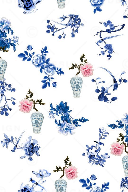 青花花卉印花华亿平台图片