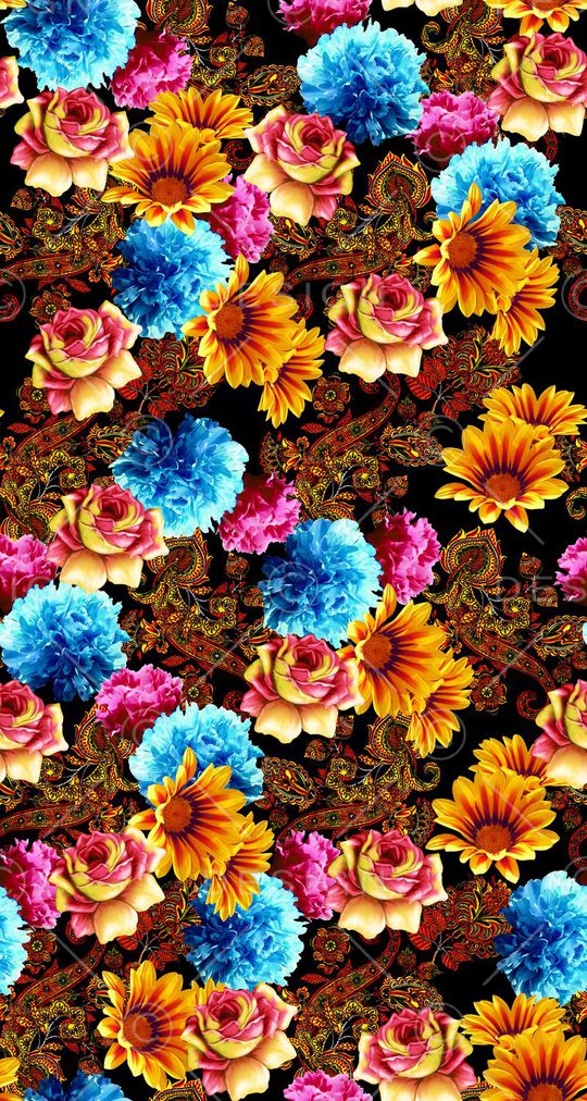 花卉组合印花华亿平台图片