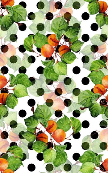 546514-时尚波点圆点手绘植物水果花卉