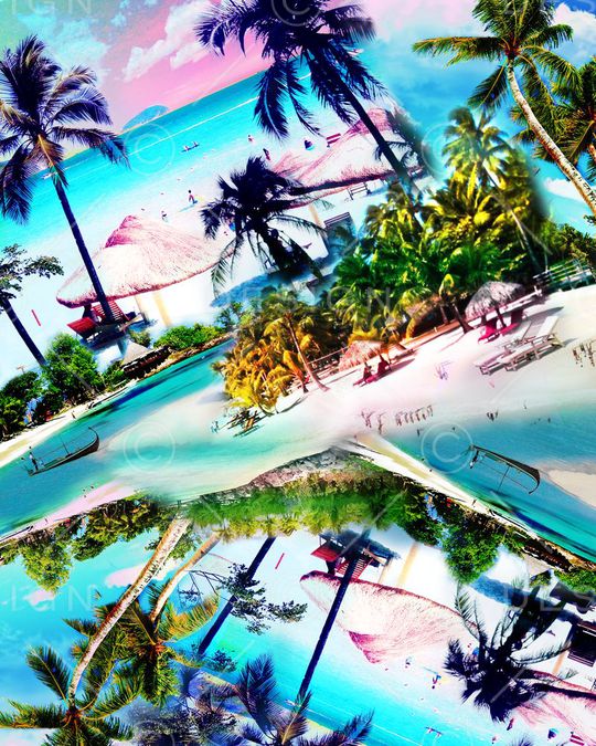 热带风景印花华亿平台图片