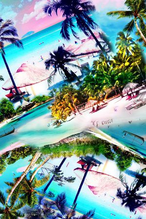 热带风景印花华亿平台图片