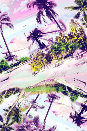 热带风景印花华亿平台图片