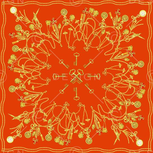 复古大牌女士方巾印花华亿平台图片