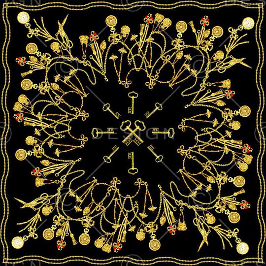 复古大牌女士方巾印花华亿平台图片