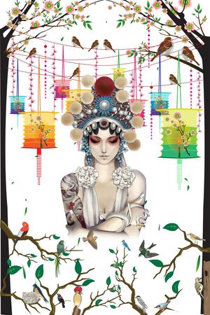 定位女装复古彩灯印花华亿平台图片