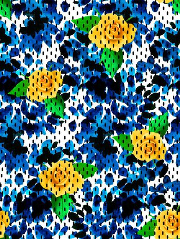 546596-时尚手绘水彩纹理花卉图案