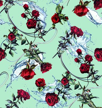 546623-时尚潮流手绘玫瑰女装华亿平台