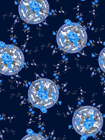 546661-时尚中国风青花小碎花图案