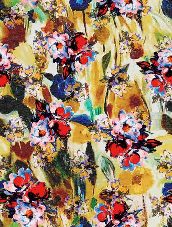 546884- 欧洲风 抽象 多彩 油画 花卉 