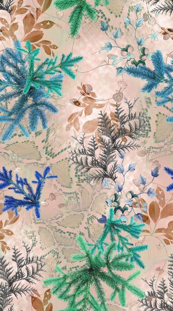 546926-阿拉伯风格 蛇纹动物纹肌理 树叶 