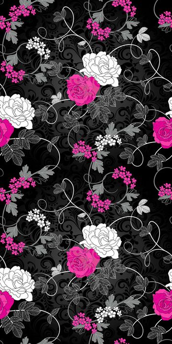 复古花纹线条花卉印花华亿平台图片