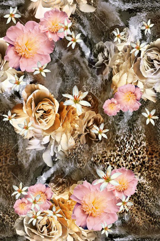 抽象动物花印花华亿平台图片