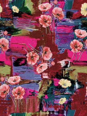 547545-复古 欧洲风 油画笔刷几何  花卉