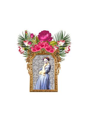 流行时尚 定位 人物 马赛克猫面 花卉印花 服装 T恤印花华亿平台图片