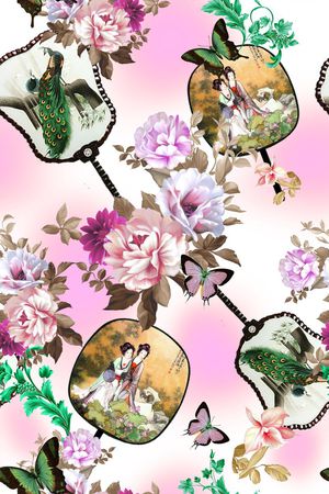 手绘蝴蝶印花华亿平台图片