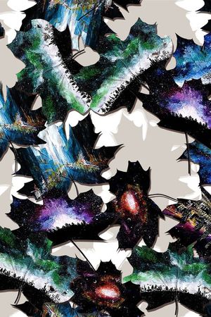 树叶上油画印花华亿平台图片