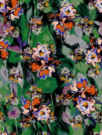 547992- 欧洲风 抽象 多彩 油画 花卉 