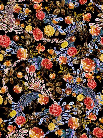 548045-欧洲风 时尚 手绘花卉 珠宝组合花