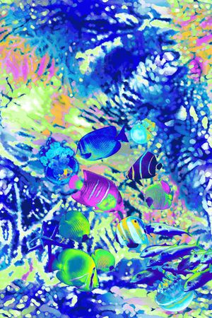 海洋生物時尚定位华亿平台印花华亿平台图片