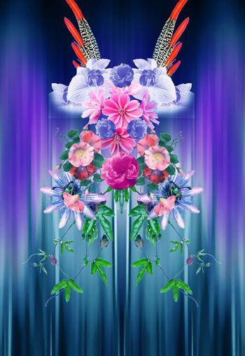 548113-时尚 手绘 水彩 花卉 定位 数码