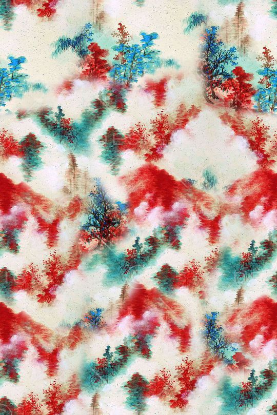 流行时尚 潮流 水墨印花 服装 围巾 丝巾印花华亿平台图片