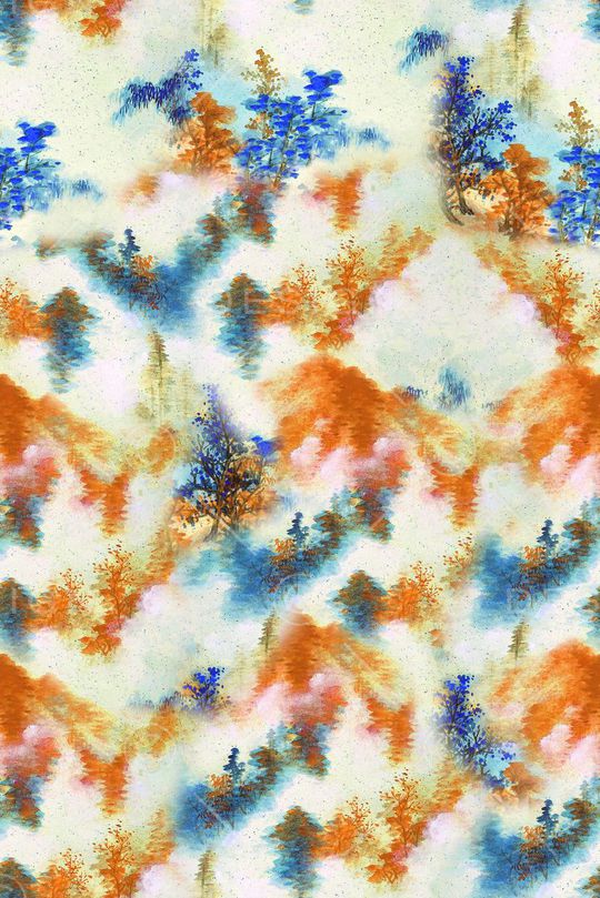 流行时尚 潮流 水墨印花 服装 围巾 丝巾印花华亿平台图片