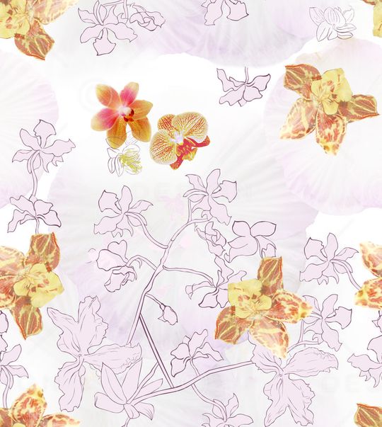 抽象蝴蝶花印花华亿平台图片