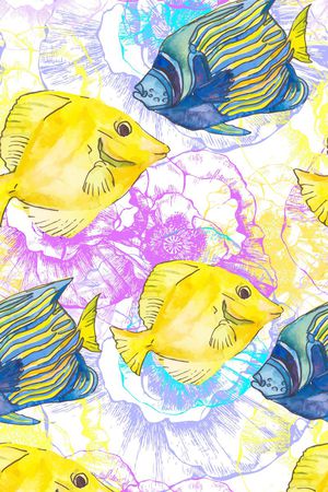 热带鱼印花华亿平台图片