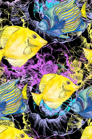 热带鱼印花华亿平台图片