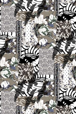 几何拼块男装印花华亿平台图片