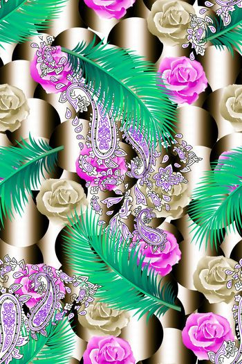 548753-抽象纹理底纹花卉腰果组合图案