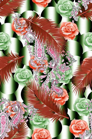 548755-抽象纹理底纹花卉腰果组合图案