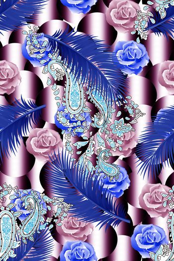 548756-抽象纹理底纹花卉腰果组合图案