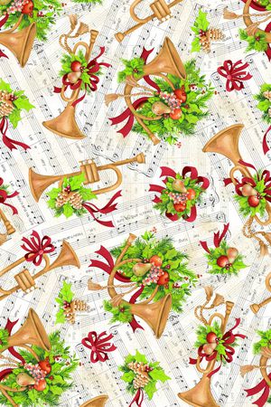 圣诞音符乐器花卉印花华亿平台图片