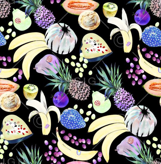 原创手绘水果印花华亿平台图片