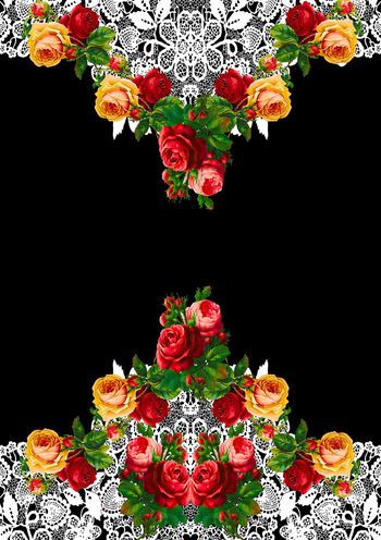 548812-时尚蕾丝花边纹花卉双边定位图案