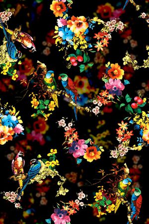 花卉 鸟 鹦鹉印花华亿平台图片