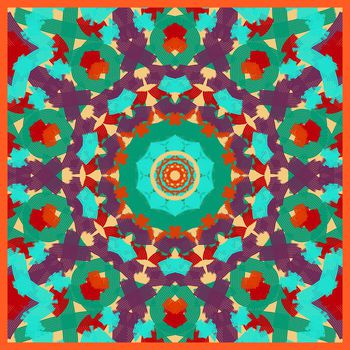 549118-手绘中东风格波普风迷幻色彩女士小方